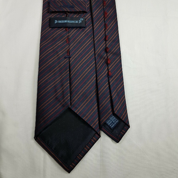 Massimo Bizzocchi Maroon Striped High Quality Tie - Picture 3 of 3